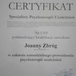 certyfikat specjalisty terapii uzależnień
