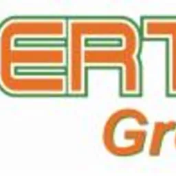 Logo firmy Intertel Group z pomarańczowym napisem otoczonym zieloną obwódką na białym tle.