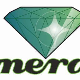 Grafika z zielonym diamentem i napisem 'Emerald' w czarno-zielonej kolorystyce.