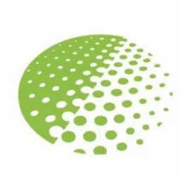 Zielone logo w kształcie kuli z gradientem punktów, sugerujące energię lub technologię.