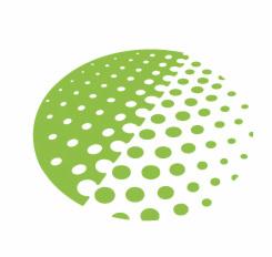 Zielone logo w kształcie kuli z gradientem punktów, sugerujące energię lub technologię.