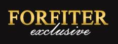 Złote logo 'FORFITER exclusive' na czarnym tle, Częstochowa.