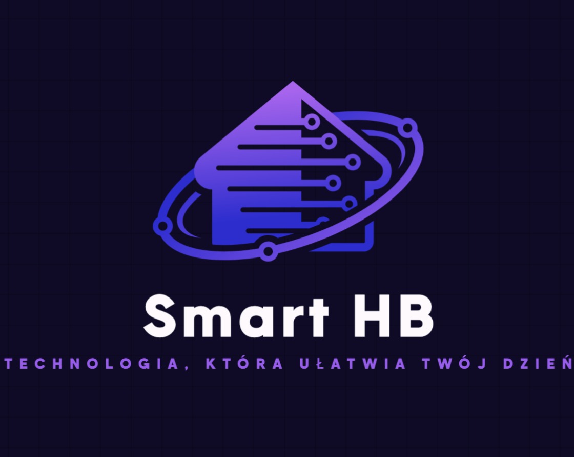 Grafika Smart HB: stylizowany dom z elementami obwodu elektronicznego na ciemnym tle, promująca technologię ułatwiającą życie.