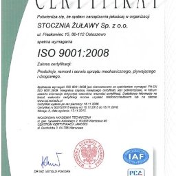 Posiadamy certyfikat ISO.