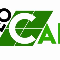 Logo GeoCad z czarnymi literami GEO, białą literą C na zielonym tle i zielonymi literami AD.