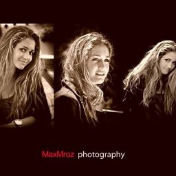 Dream come true s.r.o. - Kolaż trzech portretów młodej kobiety z długimi, falowanymi włosami w sepii, z widocznym logo fotografa na dole.