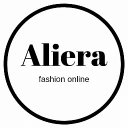 Logo firmy odzieżowej Aliera fashion online w czarno-białej stylistyce, umieszczone w okręgu.