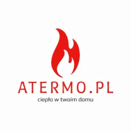 Logo firmy ATERMO.PL z Wesołej, przedstawiające czerwony płomień nad napisem 'ATERMO.PL' i hasłem 'ciepło w twoim domu'.