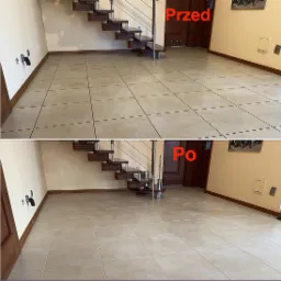 Czyszczenie płytek gresowych w domu klienta, doczyszczanie fug.