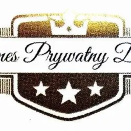 Stylizowane logo firmy detektywistycznej 'Holmes Prywatny Detektyw' z trzema białymi gwiazdami na ciemnym tle i łacińskimi sentencjami 'Si non caste, saltem caute'.