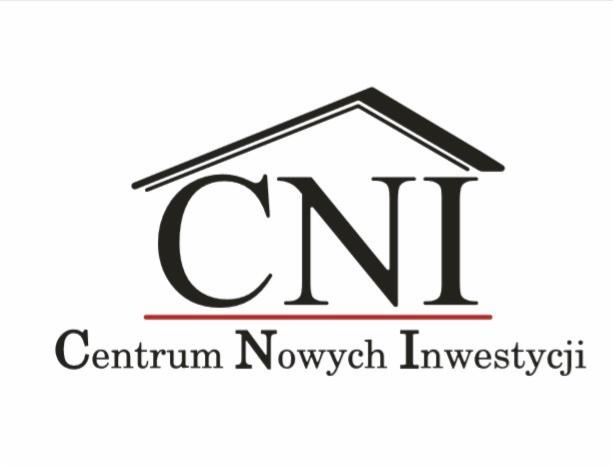 Logo firmy CNI Centrum Nowych Inwestycji z symbolem dachu nad literami.