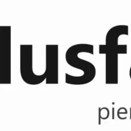Logo firmy Plusfactor: niebieski okrąg z białym krzyżem oraz czarny napis plusfactor z dopiskiem pieniądze dla biznesu.