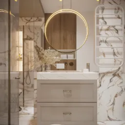 kobiecy apartament - łazienka ze złotem