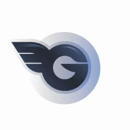 Logo firmy z literą 'G' w ciemnym odcieniu niebieskiego, otoczoną jasnoszarą obwódką z gradientem, z stylizowanym skrzydłem po lewej stronie.