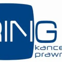 Logo kancelarii prawnej RING w Katowicach, stylizowane na niebieski kwadrat z zaokrąglonymi rogami.