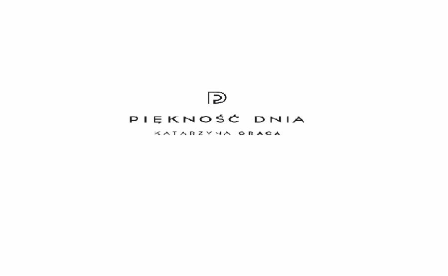 Minimalistyczne logo 'Piękność Dnia' Katarzyny Graca na białym tle.