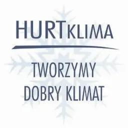 Logo firmy HurtKlima z hasłem 'Tworzymy dobry klimat' na tle stylizowanej śnieżynki.