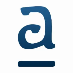 Stylizowana litera 'a' w odcieniach niebieskiego, z poziomą linią pod spodem, na białym tle.