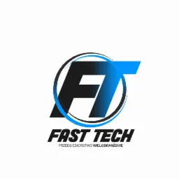 Logo firmy Fast Tech z czarno-niebieskim symbolem FT w okręgu i napisem 'Przedsiębiorstwo Wielobranżowe' poniżej.