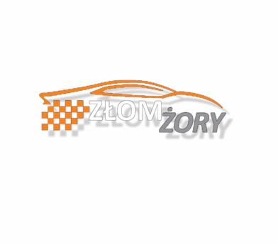 Logo firmy z konturem samochodu, szachownicą i napisem Złom Żory.