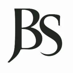 Logo firmy z inicjałami BS w eleganckiej, czarnej czcionce na białym tle.
