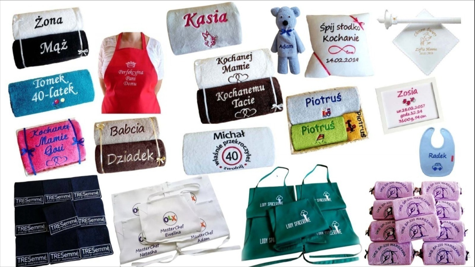 Personalizowane prezenty z haftem na każdą okazję. Haft komputerowy dla firm. Gadżety z logo, prezenty biznesowe.