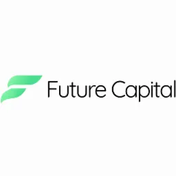 Logo Future Capital z abstrakcyjnym, zielonym symbolem przypominającym liść lub strzałkę.