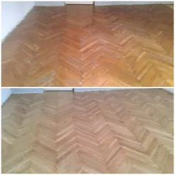 Parkiet dębowy przed i po renowacji