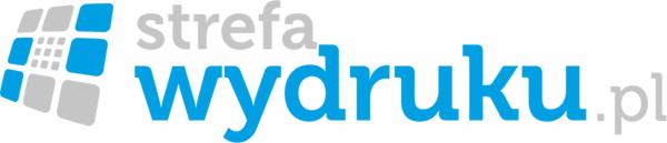 Logo firmy Strefa Wydruku.pl z niebiesko-szarym motywem graficznym i nazwą firmy w kolorze niebieskim.