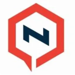 Stylizowana litera 'N' w kolorze granatowym, umieszczona w czerwonym sześciokącie z zaokrąglonymi rogami, na białym tle.