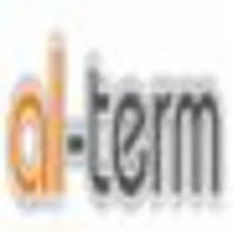 Rozmyte logo firmy 'dl-term' z pomarańczowym napisem 'dl' i szarym 'term' na białym tle.