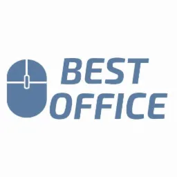 Logo firmy 'Best Office' z ikoną myszy komputerowej w kolorze niebieskim.