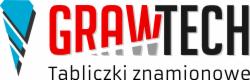 Logo firmy GRAVTECH z hasłem 'Tabliczki znamionowe', w kolorach niebieskim, czerwonym i czarnym, na białym tle.