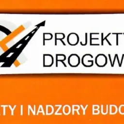 Logo firmy zajmującej się projektami drogowymi oraz nadzorem budowlanym, z symbolem drogi wkomponowanym w literę 'D'.