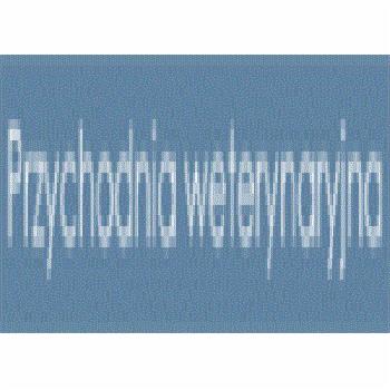 Niebieskie tło z niewyraźnym, białym napisem 'Przychodnia weterynaryjna'.