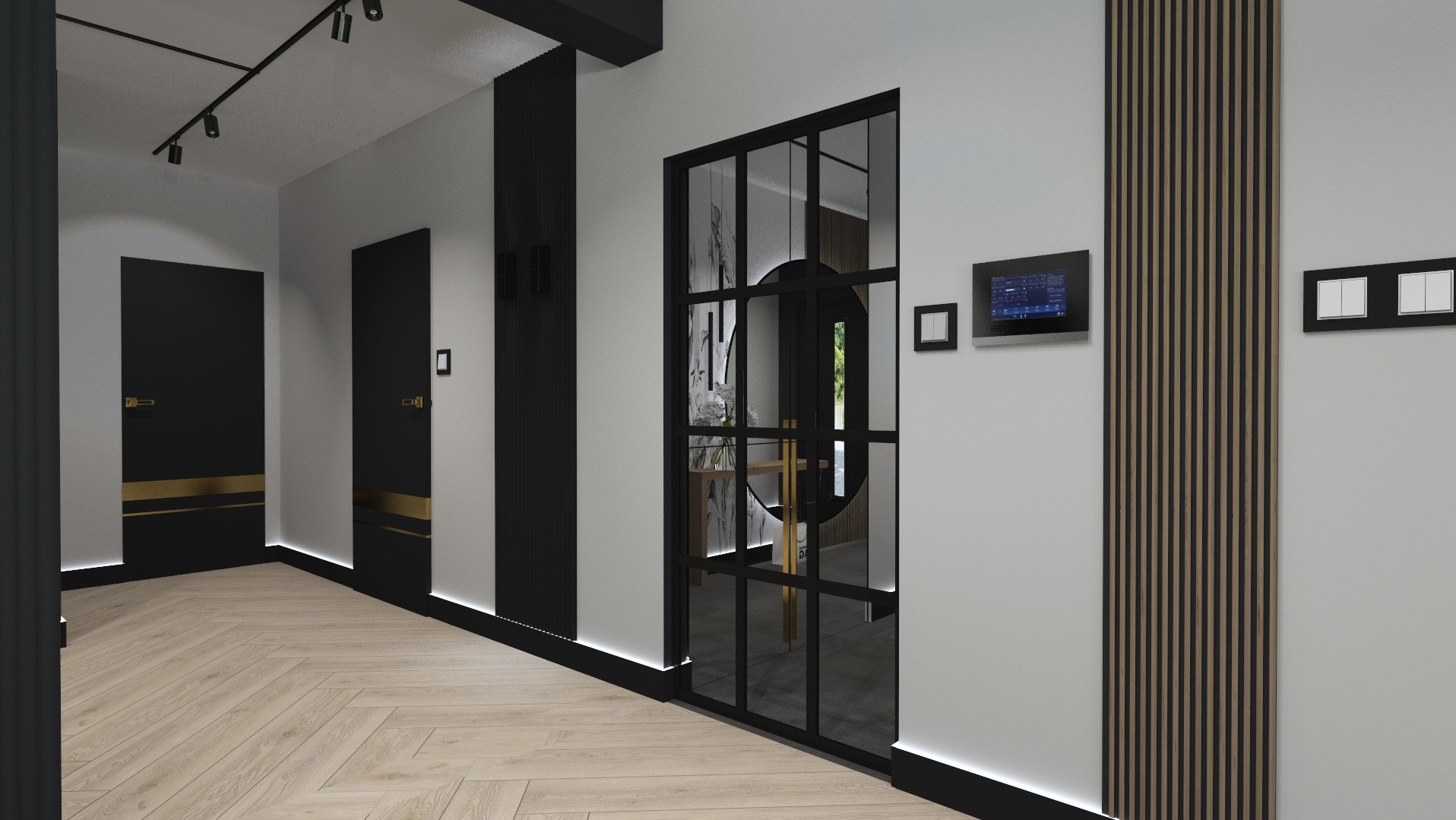 Piękny dom w bieli i czerni.