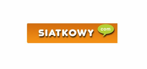 Grafika z napisem 'SIATKOWY' i zieloną chmurką z napisem 'com' na pomarańczowym tle.