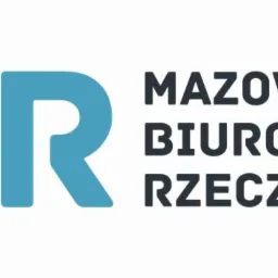 Logo Mazowieckiego Biura Rzeczoznawców, jasnoniebieskie litery M3R z sześciokątem w miejscu cyfry 3, obok czarny napis Mazowieckie Biuro Rzeczoznawców.