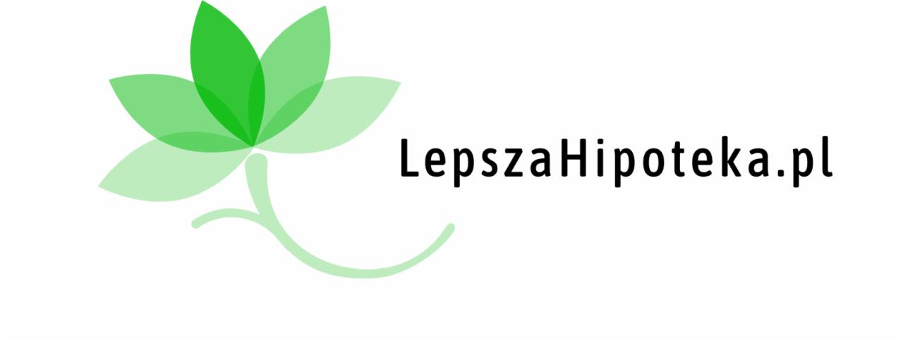 Logo firmy LepszaHipoteka.pl z motywem roślinnym w odcieniach zieleni na białym tle.