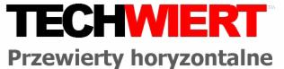 Logo firmy TECHWIERT z czerwono-czarnym napisem i szarym hasłem 'Przewierty horyzontalne'.