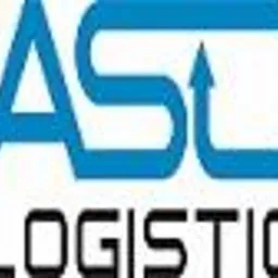 Niebieskie logo firmy ASO LOGISTIC z wyraźną strzałką skierowaną ku g&oacute;rze, umieszczone na białym tle.