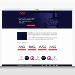 Strona internetowa firmy MediaGear.pl wyświetlona w przeglądarce z widocznym menu, treścią o ofercie firmy, logotypami ostatnich realizacji i informacjami o partnerach.