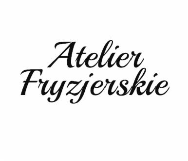 Eleganckie, kaligraficzne logo z napisem 'Atelier Fryzjerskie' na białym tle.