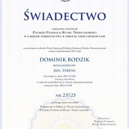 Posiadam licencję Polskiej Federacji Rynku Nieruchomości 