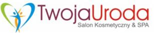 Logo salonu kosmetycznego i SPA 'Twoja Uroda' z motywem serca i sylwetką osoby w kolorach zieleni, błękitu, pomarańczu i czerwieni.