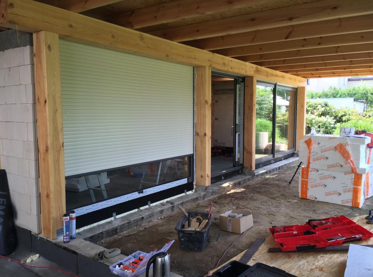 Montaż 6 -cio metrowych tarasowych drzwi przesuwnych HS z roletą nadstawną