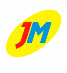 Logo firmy z czerwono-niebieskim napisem JM na żółtym owalu.