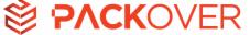 Logo firmy Packover w kolorze pomarańczowym, z abstrakcyjnym symbolem po lewej stronie nazwy.