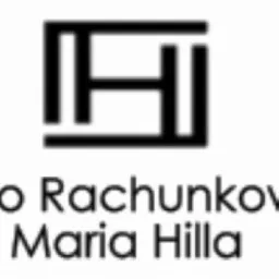 Logo firmy: abstrakcyjny symbol graficzny nad napisem 'Biuro Rachunkowe Maria Hilla'.