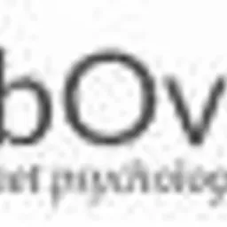 Logo firmy AbOvO, gabinet psychologiczny, szare litery na białym tle.